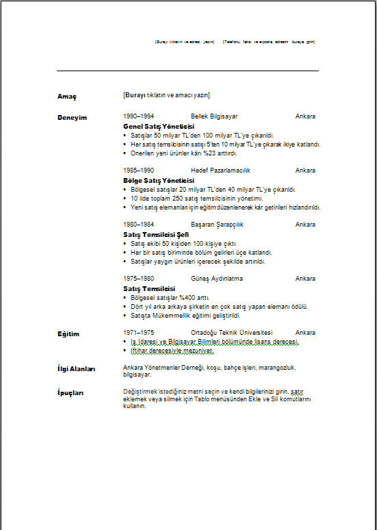 Office 2007 Word Şablonları