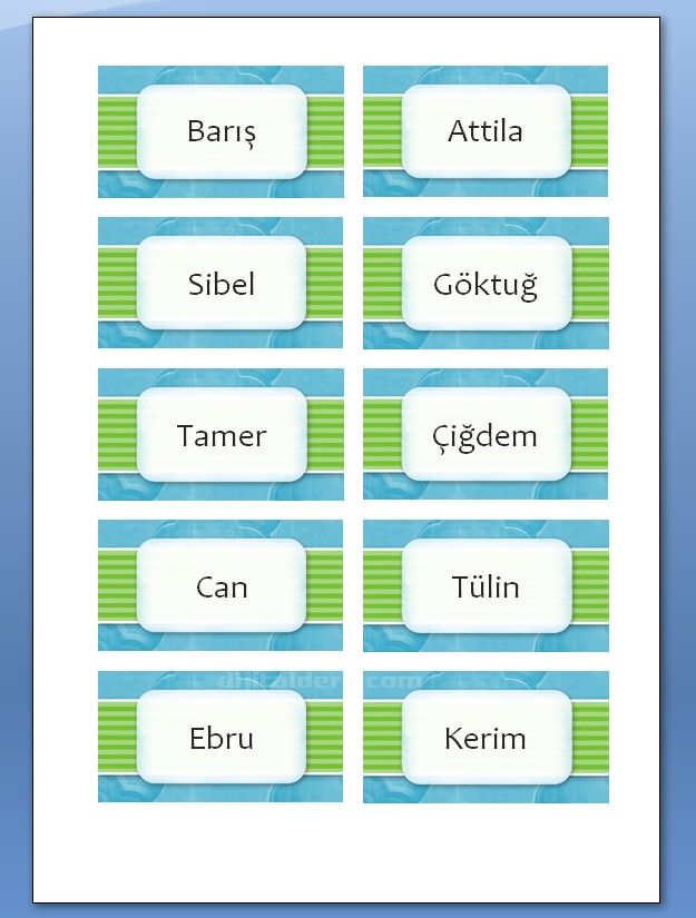 Word Şablonları Başka Kategoriler ilk 4 Tane