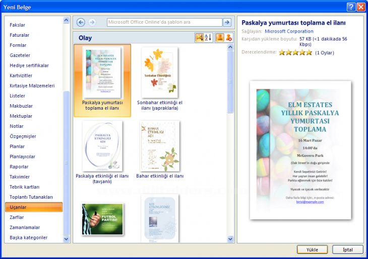 Office 2007 Word Şablonları
