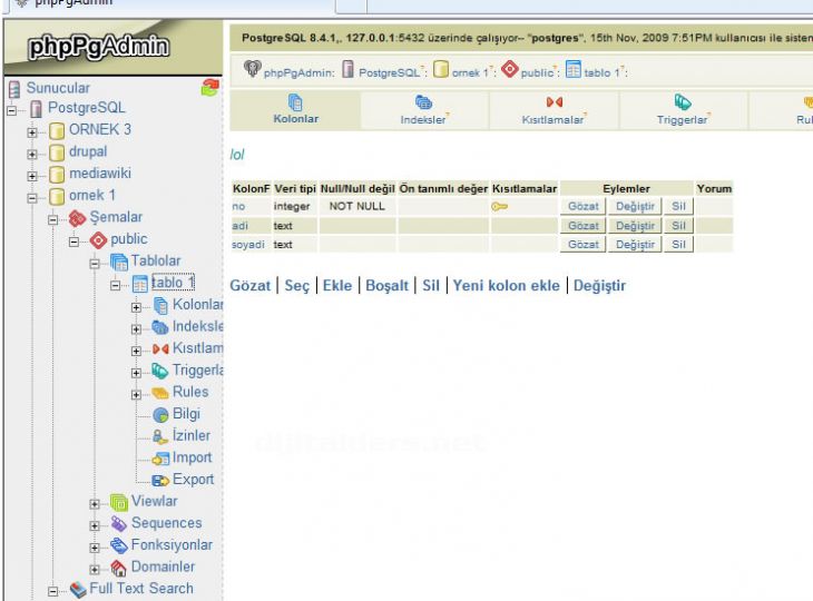 Postgresql İle Database Ve Table Oluşturma Pgadmin Iıı, Phppgadmin, Pgshell İle Oluşturulması