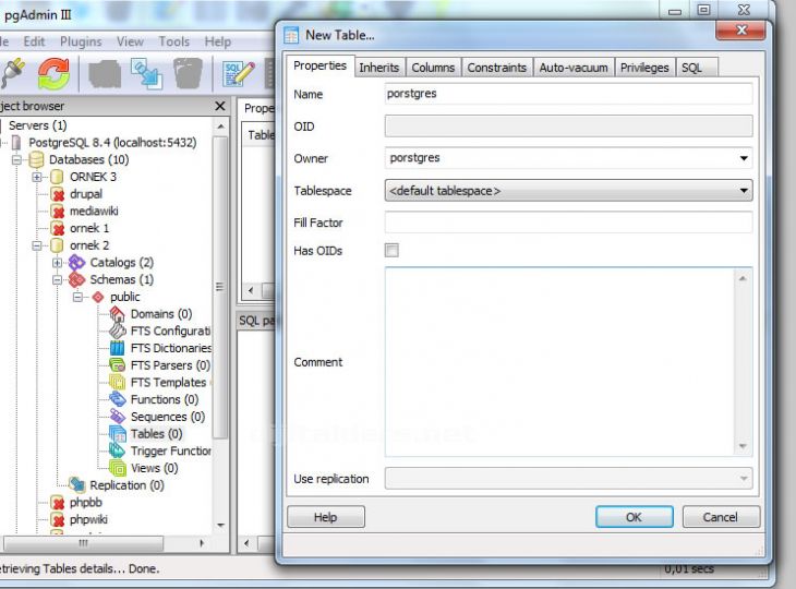 Postgresql İle Database Ve Table Oluşturma Pgadmin Iıı, Phppgadmin, Pgshell İle Oluşturulması