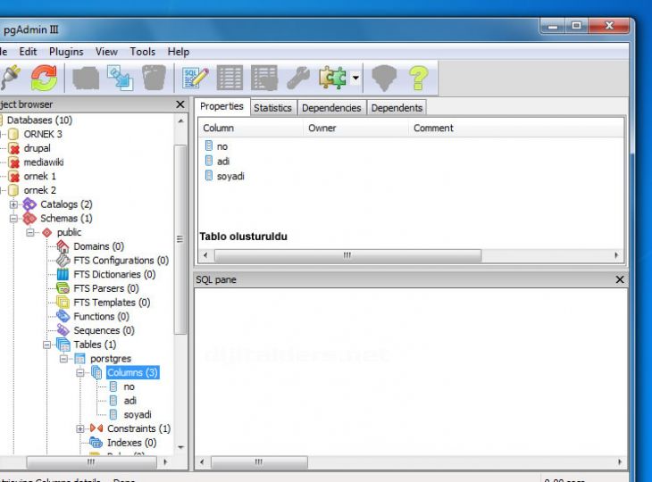 Postgresql İle Database Ve Table Oluşturma Pgadmin Iıı, Phppgadmin, Pgshell İle Oluşturulması