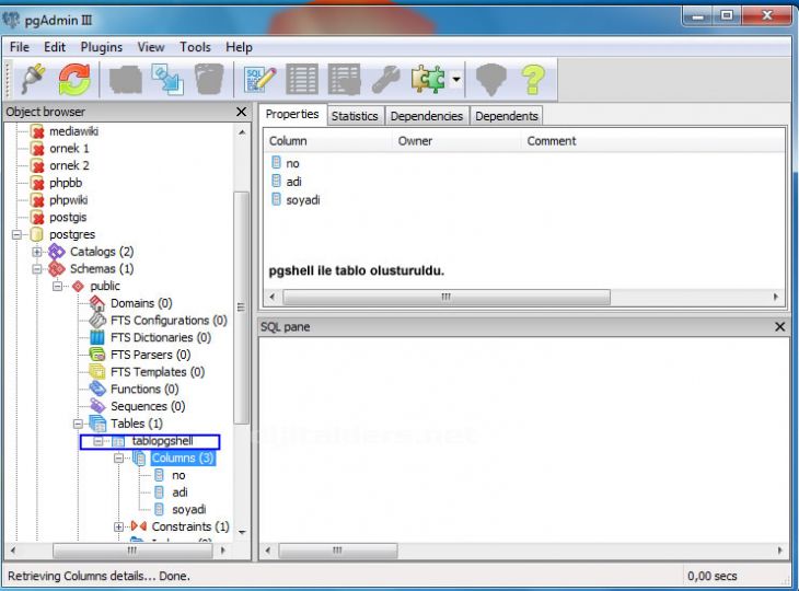 Postgresql İle Database Ve Table Oluşturma Pgadmin Iıı, Phppgadmin, Pgshell İle Oluşturulması