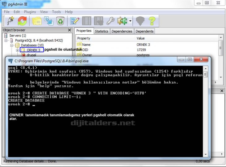 Postgresql İle Database Ve Table Oluşturma Pgadmin Iıı, Phppgadmin, Pgshell İle Oluşturulması