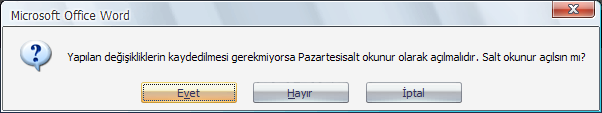 Office 2007 Farklı Kaydet Menüsü