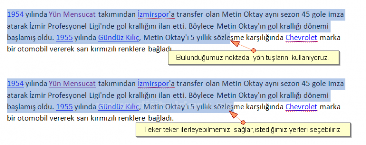 Office 2007 Seçme İşlemleri