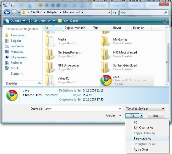 Office 2007 Word Aç Menüsü Seçenekleri