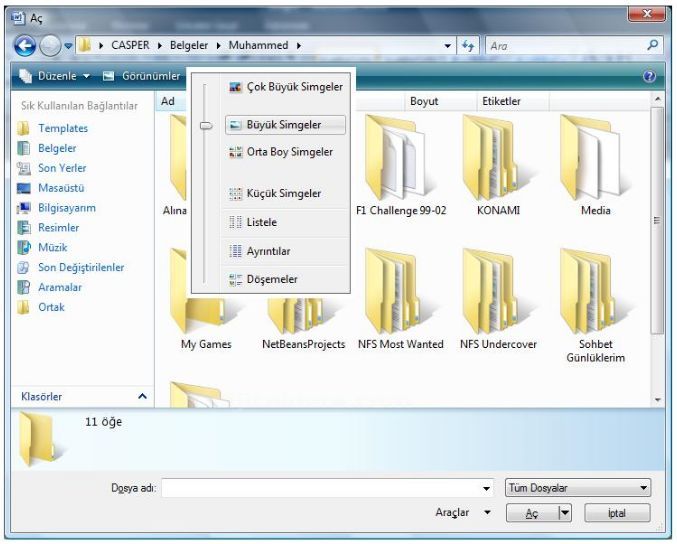 Office 2007 Word Aç Menüsü Seçenekleri