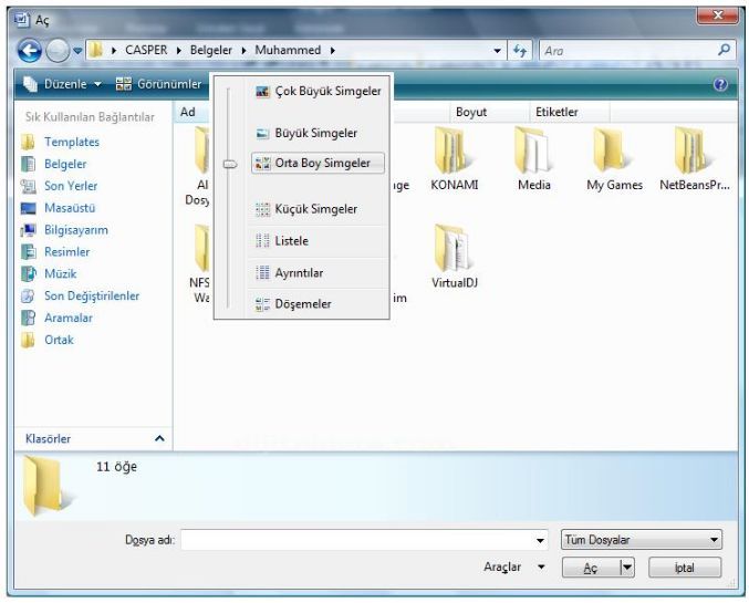 Office 2007 Word Aç Menüsü Seçenekleri