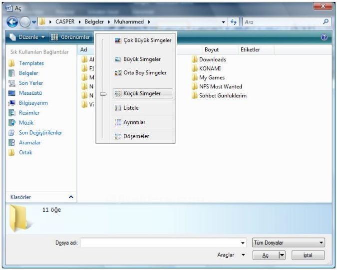 Office 2007 Word Aç Menüsü Seçenekleri