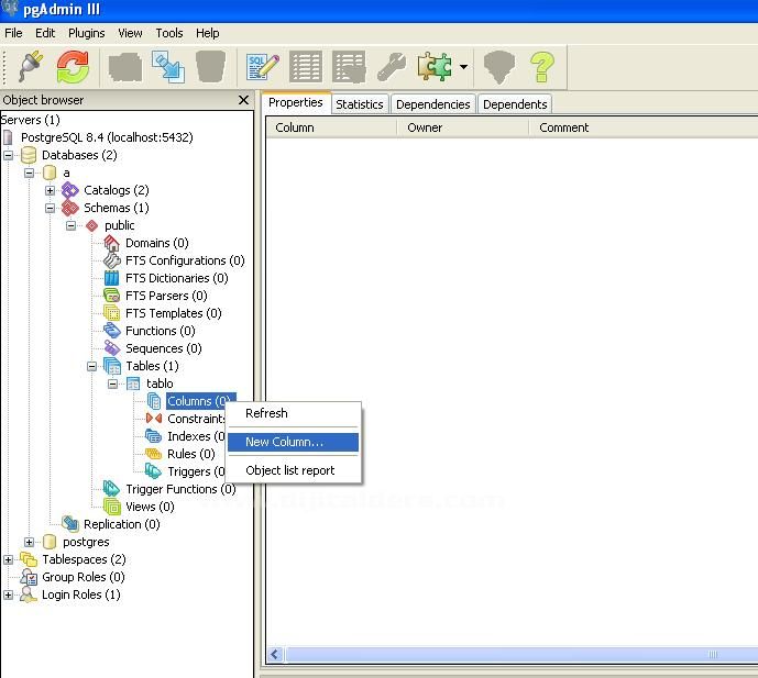 Postgresql Modifying Tables Pgadmin Ve Phppgadmin İle Tabloya Kolon Ekleme, Silme, Kısıtlayıcı Ekleme, Varsayılan Değer Ekleme, Kolon Tipini Ve Adını Değiştirme, Tablo Adını Değiştirme