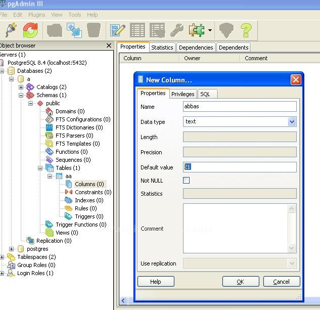 Postgresql Modifying Tables Pgadmin Ve Phppgadmin İle Tabloya Kolon Ekleme, Silme, Kısıtlayıcı Ekleme, Varsayılan Değer Ekleme, Kolon Tipini Ve Adını Değiştirme, Tablo Adını Değiştirme