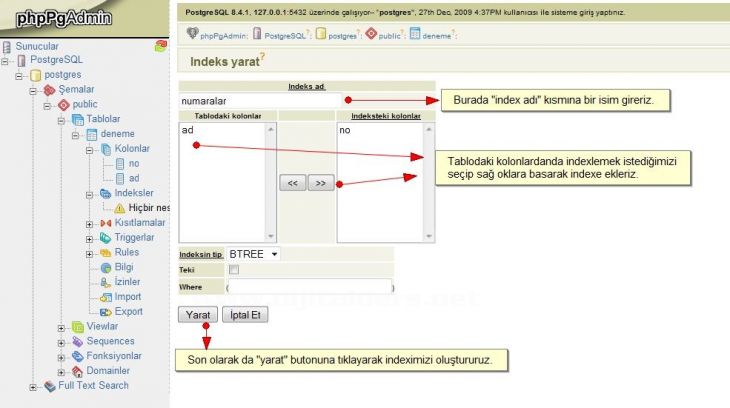 Postgresql Indexler