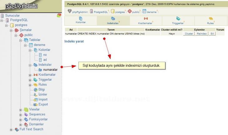 Postgresql Indexler