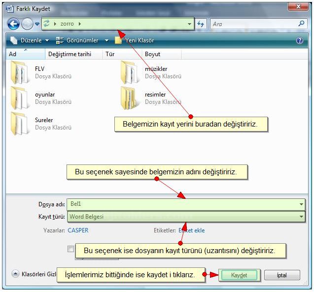 Office 2007 Word Kaydet Menüsü Seçenekleri
