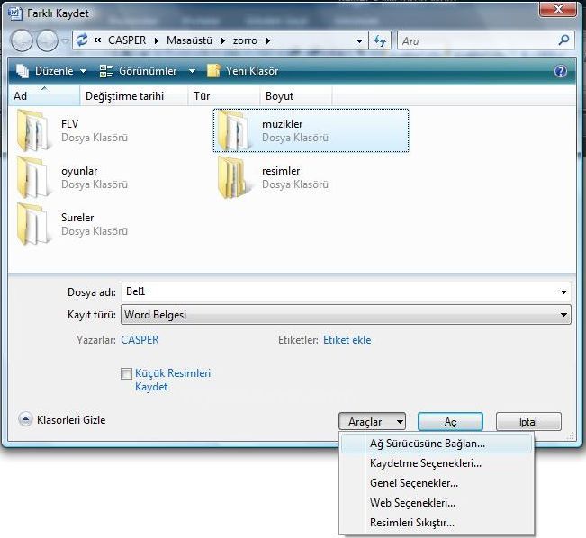 Office 2007 Word Kaydet Menüsü Seçenekleri