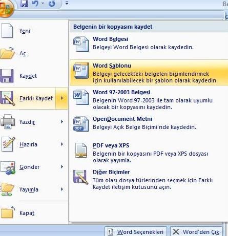 Office 2007 Şablonlar