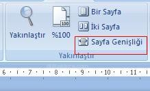 Office 2007 Word Görünüm Menüsü Yakınlaştır Paneli