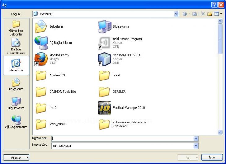 Office 2007 Word Aç Menüsü Seçenekleri