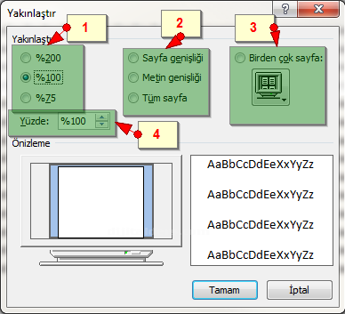 Word 2007 Görünüm Menüsü Yakınlaştır Paneli