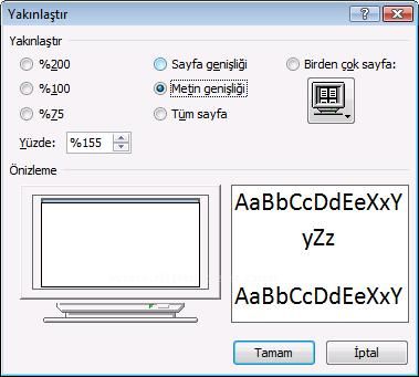 Word 2007 Görünüm Menüsü Yakınlaştır Paneli