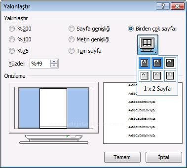 Word 2007 Görünüm Menüsü Yakınlaştır Paneli