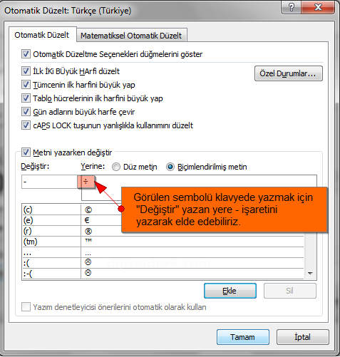 Office 2007 Simge Ekleme