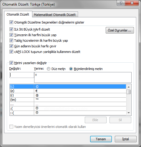 Office 2007 Simge Ekleme