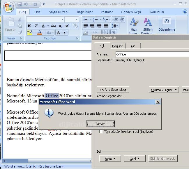 Office 2007 Bul, Değiştir, Git Menüleri Ve Hızlı Git Menüsü
