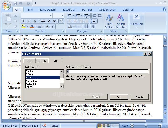 Office 2007 Bul, Değiştir, Git Menüleri Ve Hızlı Git Menüsü