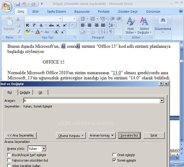 Office 2007 Bul, Değiştir, Git Menüleri Ve Hızlı Git Menüsü