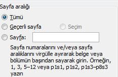 Offiıce 2007 De Yazıcı Secenegi