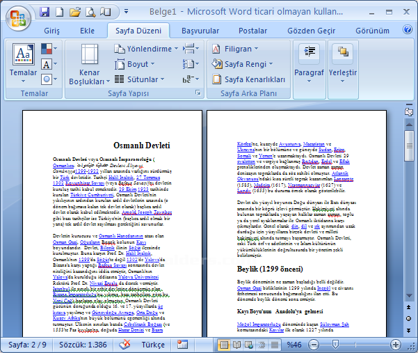 Office 2007 Sayfa Yapısı