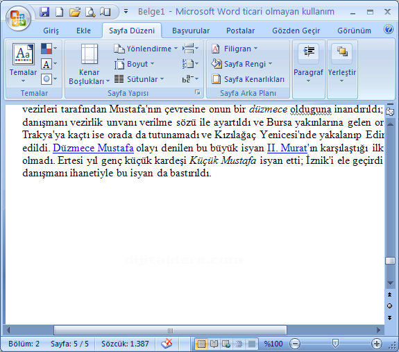 Office 2007 Sayfa Yapısı