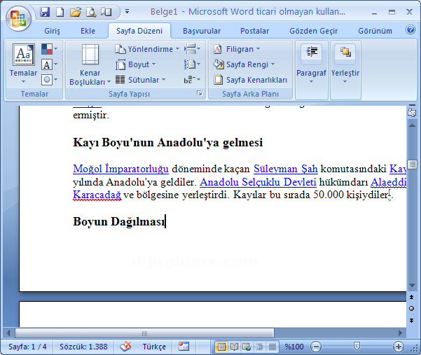 Office 2007 Sayfa Yapısı