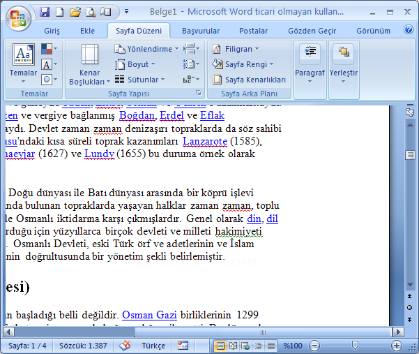 Office 2007 Sayfa Yapısı