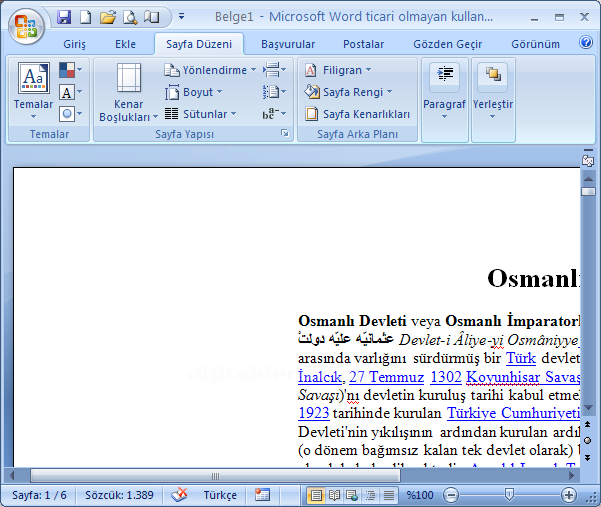 Office 2007 Sayfa Yapısı