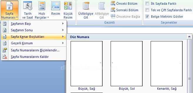 Office 2007 Altbilgi Ve Üstbilgi Kullanımı