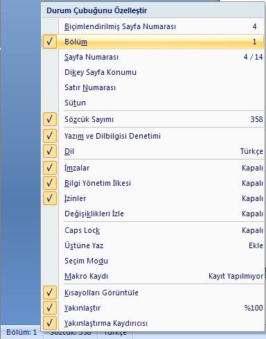 Office 2007 Altbilgi Ve Üstbilgi Kullanımı