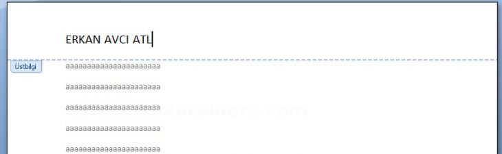 Office 2007 Altbilgi Ve Üstbilgi Kullanımı