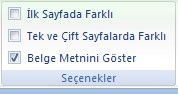 Office 2007 Altbilgi Ve Üstbilgi Kullanımı