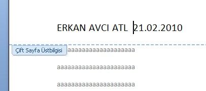 Office 2007 Altbilgi Ve Üstbilgi Kullanımı