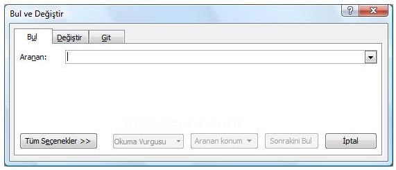 Office 2007 Bul, Değiştir, Git Menüleri Ve Hızlı Git Menüsü