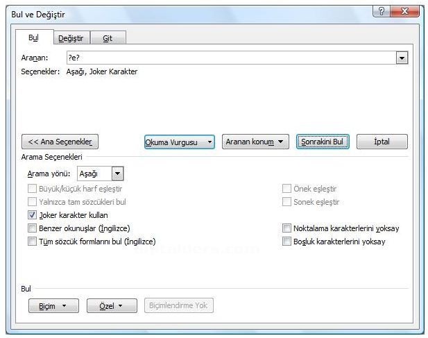 Office 2007 Bul, Değiştir, Git Menüleri Ve Hızlı Git Menüsü