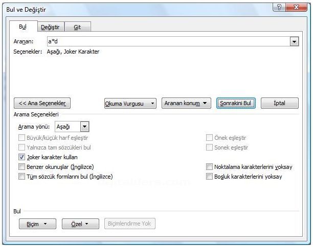 Office 2007 Bul, Değiştir, Git Menüleri Ve Hızlı Git Menüsü