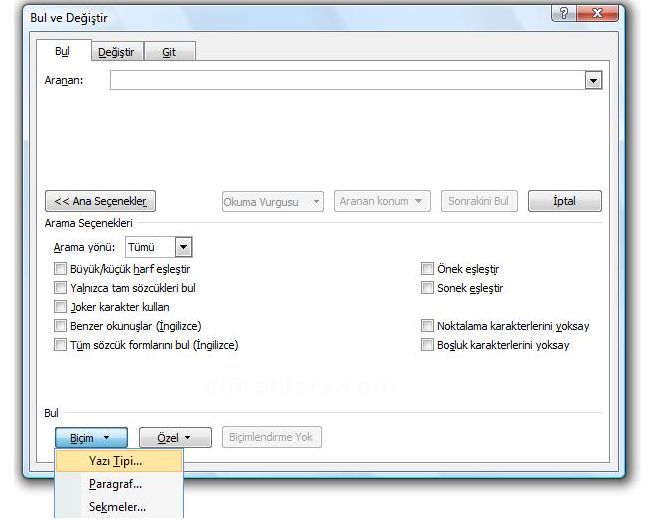 Office 2007 Bul, Değiştir, Git Menüleri Ve Hızlı Git Menüsü