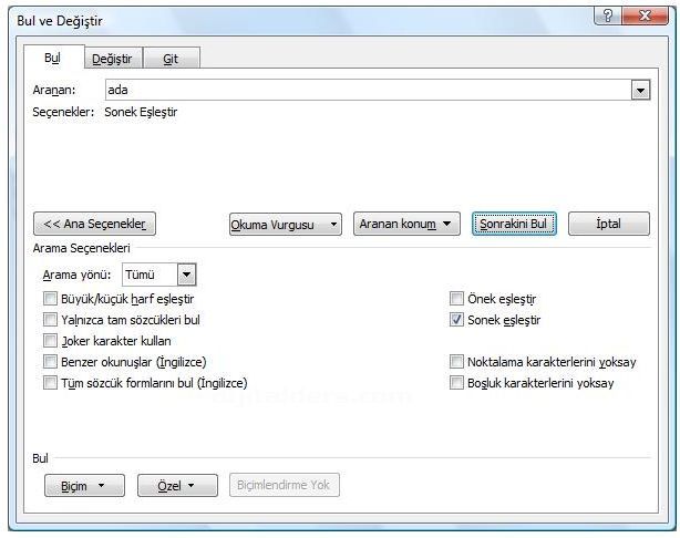 Office 2007 Bul, Değiştir, Git Menüleri Ve Hızlı Git Menüsü