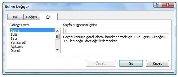 Office 2007 Bul, Değiştir, Git Menüleri Ve Hızlı Git Menüsü