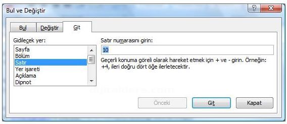 Office 2007 Bul, Değiştir, Git Menüleri Ve Hızlı Git Menüsü