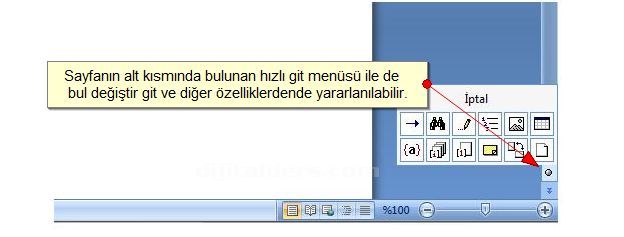 Office 2007 Bul, Değiştir, Git Menüleri Ve Hızlı Git Menüsü